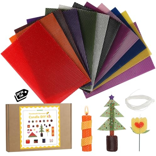 SUPAWAY 12 Stück Bienenwachsblätter Bienenwachs-Kerzenherstellungsset Bienenwachsflocken Kerzenwachs Selber Machen Bienenwachsplatten für Kinder Erwachsene DIY Weihnachten Wachskunst 11 Farben,30x20cm