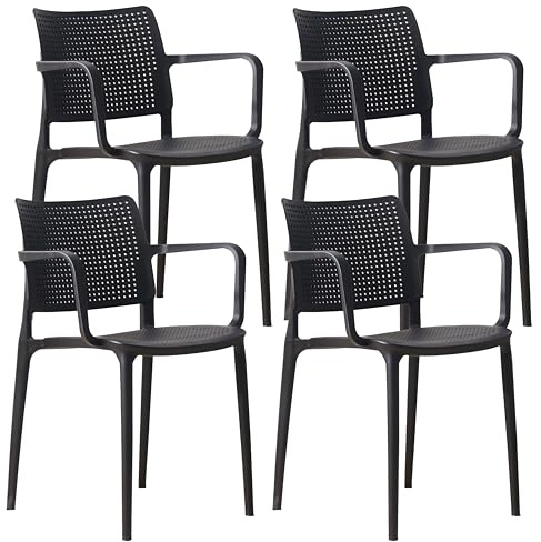Oviala Terrassenstuhl aus Kunststoff, Schwarz, 4 Stück