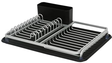 Wintem Escurreplatos de Aluminio 43 x 32 x 12 cm – Patas Antideslizantes estables – Superficie fácil de Limpiar – Accesorios extraíbles y Divisor – Antióxido y Resistente – Da practicidad e higiene