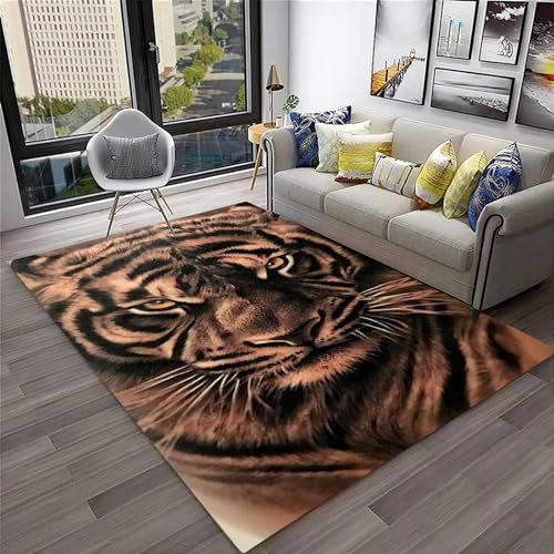 Bettvorleger 3D-Illusionsteppich Kleiner Teppich Wildtier-Tiger Teppich,Schlafzimmerteppich,Jungenteppiche Für Schlafzimmer,Wohnzimmerteppich 160 X 230 cm - Leicht Zu Reinigen-2003503918