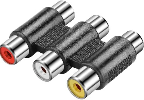 TECHZOCO Adaptador Triple RCA 3 Vías Hembra Para Audio y Video Con Conector