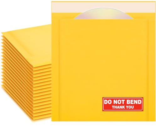 Tioncy CD-Versandtaschen aus Kraftpapier, 18,3 x 20,6 cm, gepolsterte CD-Umschläge für kleine Unternehmen, Karton, gepolsterte Versandtaschen, Verpackung für CDs, Videospiele, 100 Sets