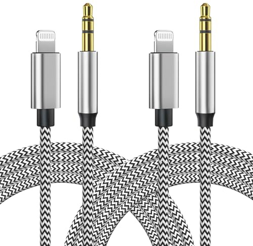 Leikedun 2Pcs iPhone Aux Cable for Car, 3.5mm Audio Aux to Jack Cable | Aux audio cable for iPhone to car, Car Stereo Headphones Lead Cord, Compatible with iPhone 14 Pro/14 Plus/14/13/12/11/XS/XR/X