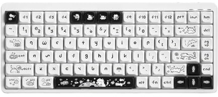 Tri Mode Monochrome Low Profile Mechanical Keyboard Wireless Ergonomic Gaming Keyboard PBT Hotswap Compatible With PC Gamer Gifts YK75(White Light A)