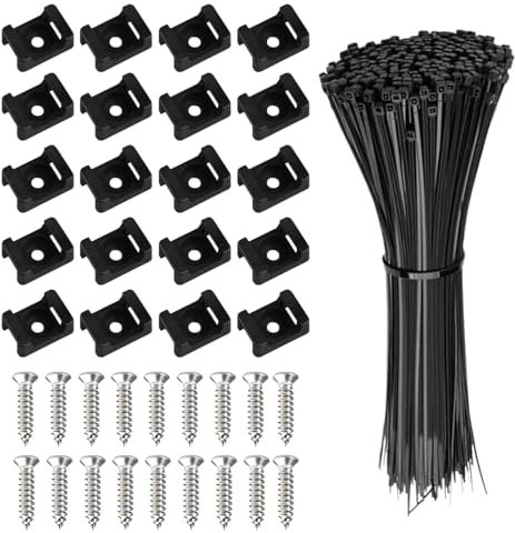 450 Stück Kabelhalter Schraubbar, Zugfestigkeit 8kg, Kabelbinder Wiederverwendbar Uv Beständig Kabelbinder Lang Set, Kabelschellen, Kabelhalter Schraubbar, Kabelbefestigung ﻿