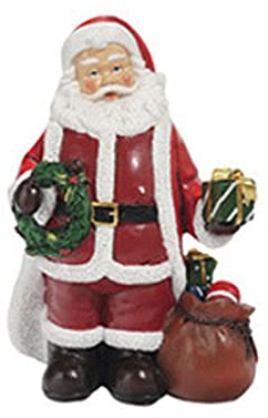 Xinsheinelry Figurines de Père Noël tenant des cadeaux Petite sculpture en résine pour intérieur ou extérieur Décorations de Noël Maison