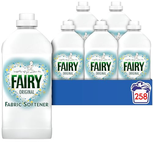 Fairy Original Fabric Conditioner, 258 Washes, 6 x 1.419l, For Sensitive Skin, Hypoallergenic, Mild fresh scent