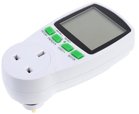 HOMSFOU Electricity Usage Monitor Plug Uk Socket Power Meter Digital Lcd Display Wattage Voltage Tester Energy Consumption Measuring Device for Home and Industrial Use Ac230v