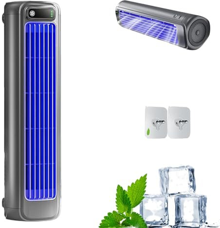 Shirem Rafraichisseur d'Air Silencieux, Mini Climatiseur Mobile, Portable Refroidisseur d'Air 3 Vitesses, USB Rechargeable, pour Chambre, Bureau, Maison (Grey)