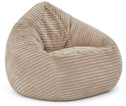 Cordino Drop Sitzsack aus Breitcord – Bodensitzsack mit EPS-Füllung – Bequemer Lounge-Sessel für Erwachsene & Kinder – 3 Größen – Stylischer Cord Sitzsack mit Reißverschluss (Latte Macchiato, L)