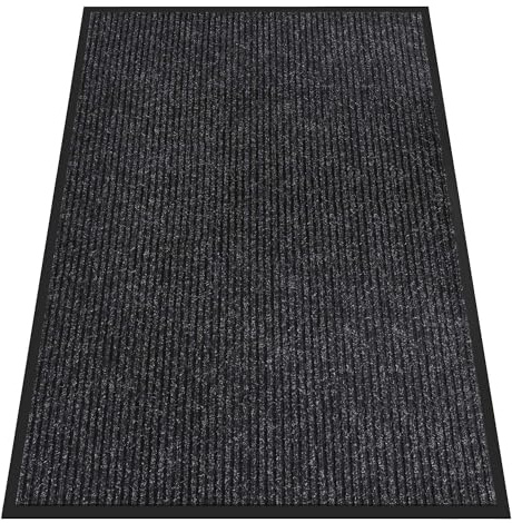 HOMEK Paillasson Exterieur Entree 120x180cm, Grand Tapis d'Entrée, Tapis Entrée Exterieur Resistant Pluie, Tapis Commercial pour entrée -Noir