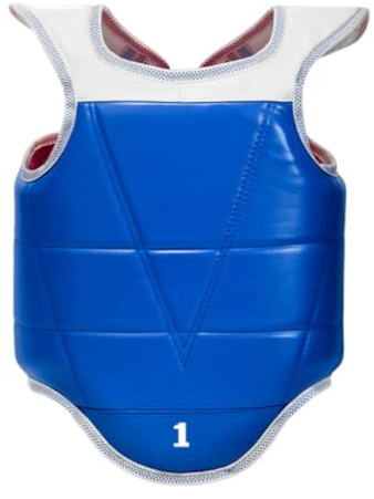 Jiuvaso Gilet de Protection Réversible pour Le Karaté, Le Taekwondo, Le Muay Thaï et La Boxe