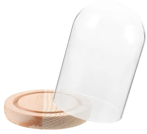 STOBAZA Cloche Verre Transparente avec Socle Naturel Protection Poussière pour Décorations Miniatures et Fleurs Présentoir pour Collections