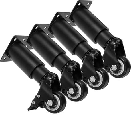 SEWACC Patas De Sofá Ajustables con Ruedas Giratorias Negras, Patas Metálicas Regulables 145-160 Mm para Muebles De Salón, 4 Piezas para Desplazamiento Fácil y Soporte Estable