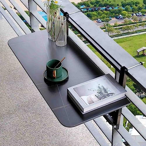 Foldable Balcony Bar Table with 60x120 cm Railing - Space-Saving, Extendable Outdoor Bistro Table for Terrace, Patio, Balcony - Perfect for Small Spaces