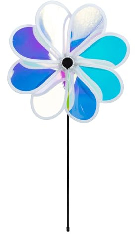DOITOOL Moulin à Vent Réflecteur pour Oiseaux 30 Cm, Dissuasif Extérieur Étanche pour Jardin, Verger Et Ferme, Décoration Pivotante à Huit Feuilles Multicolores