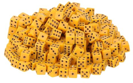QUARKZMAN 200Pcs Mini Dadi, 8mm/0,31 Dadi Quadrati Piccoli A Sei Facce In Acrilico Per Giochi Da Tavolo Party E Attività, Giallo/Nero