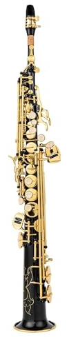 Saxophone Sopran-B-Saxophon Schwarz Und Goldplattiert Professionelles Instrument Mit Zwei Gebogenen Hälsen(3/4)