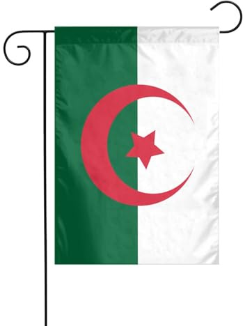 WHJSHOP Drapeau de l'Algérie pour décoration de cour avec 3 cm de largeur (drapeau uniquement, mât non inclus)