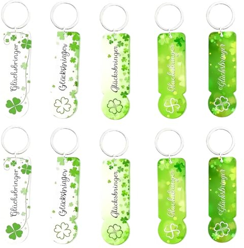 DIYCUT 10 Piezas Llavero Personalizado, Llavero de Carrito de Compras Portátil, Tema Suerte Llaveros Acrílicos para Carro de Compra, Amuleto de Suerte Llave para Decoración, Bendición, Obsequio