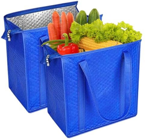 Isolerade matkassar - 2 delar återanvändbar väska med dragkedja upptill | 30x18x33cm Shoppingpåsar - för Dryck Mat Resor Picknick Shopping Strandcamping