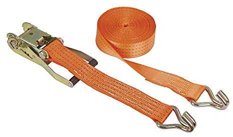 KERBL works Ratschenzurrgurt, Spanngurt, 12 m, 50 mm, 2/4 t, TÜV/GS | Orange, 2-teilig, Polyester, Spitzhaken, Vorspannkraft 280 daN, Zugkraft 2.000 kg direkt/4.000 kg umgelegt, Zurrgurt
