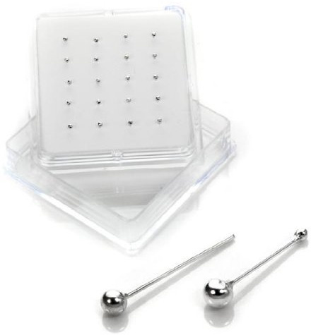 jewellerybox 20 x 925er Sterling-Silber Nasenstecker | Kugel & Gerades Ende