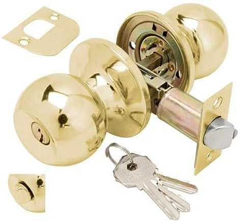 WOLFPACK LINEA PROFESIONAL Pomo Puerta Wolfpack Con Llave Con Condena Latonado Para Entrada