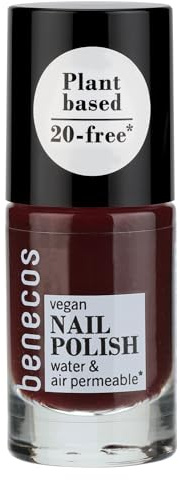 Benecos 20-Free Vegan Nail Polish vamp - pflanzenbasierter Nagellack - schnelltrocknend & langanhaltend - wasserdurchlässig - angereichert mit Biotin - 5ml