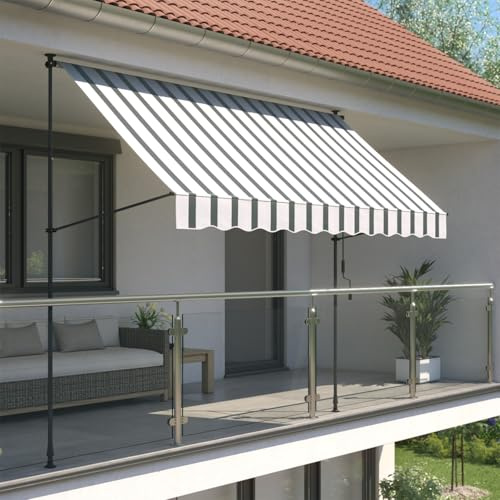 empasa Klemmmarkise 'ILANGA' Balkon Markise Klemm-Markise | UV-beständig und höhenverstellbar, Farbe:weiß/anthrazit gestreift, Größe:300 x 120 cm