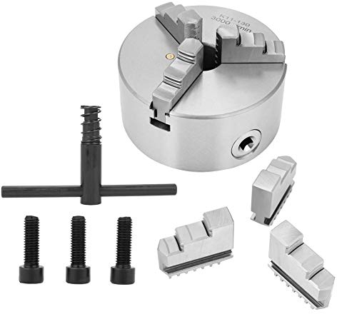 Walfront Dreibackenfutter SANOU K11-130 3-Backen selbstzentrierende Drehmaschine Zubehör 130 mm Durchmesser mit Schraubenschlüssel, 3 Schrauben, 2 Sets Backen