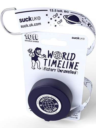 Suck UK World History Tape Measure | History Teacher Gifts | World Timeline Tape Measure | 3m Double Sided Measuring Tool with Historical Facts | Auto Locking | Gifts for Historians | Kids DIY Tools