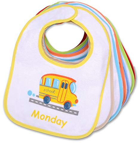 PEKITAS Pack 7 Baberos Grandes Para Bebe Impermeable Cierre Suave Algodón Tamaño 30x22 CM