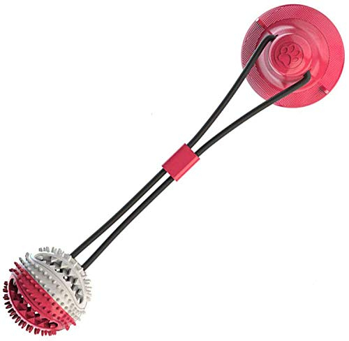 Suction Cup Dog Toy, Multifunction Pet Molar Bite Toy, Dog Ropes Toy, Interactive Puppy Molar Training Rope, Self-Playing Rubber Chew Ball With Suction Cup, For Puppy Dental Care Teeth Cleaning (red)