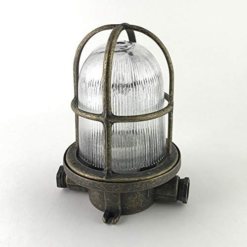 KsH y Co IP64 Salida de entrada de cable Acabado mate antiguo Latón de mamparo Lámpara de cubierta de barco Lámpara de pared náutica hecha a mano