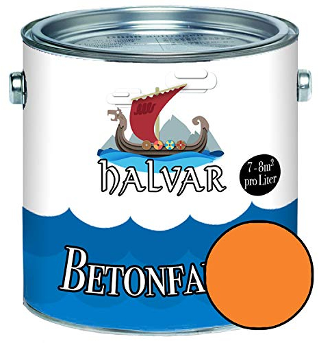 Halvar Betonfarbe/Bodenbeschichtung SEIDENMATT Orange RAL 2000-2012 Fassadenfarbe (1 L, RAL 2003 Pastellorange)