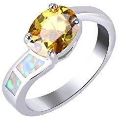 KELITCH 925 Sterling Silber Opal Ringe Handgefertigt Edelsteine Ringe Versprechen Hochzeit Ringe Zum Frau Mädchen