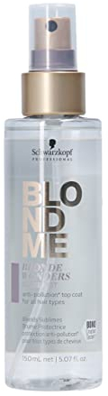 Schwarzkopf Professional BLONDME Blonde Wonders Finishing Glaze Mist Hair Mist For Colored Lighthened Bleached Hair 3D Bond Creation Technology Long Lasting Shine UV Protection Rebuilding 150 ml
