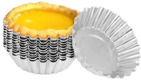 10pcs Egg Tart Mold, Aluminum Cupcake Cookie Mold Reusable Muffin Cake Muffin Mould, for Cupcake Pudding Muffin and Kitchen Baking Tools 70mm