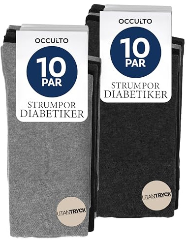 Occulto diabetes strumpor män & kvinnor 10 pack (modell: Dr. Götz) 4 par svart | 3 par mörkgrå | 3 par ljusgrå 39-42