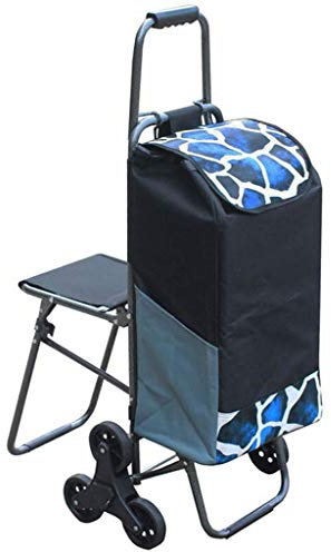 TAHALI Shopping Cart Shopping Cart Folding Square Car Push-Pull Shopping Cart Stool Can Sit Four-Wheeled Trolley Car Grocery Cart (Color : Multicolor)