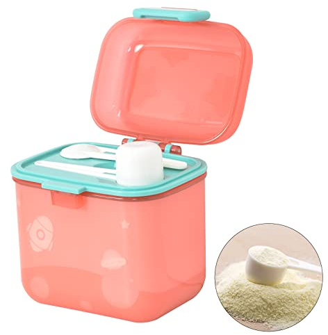 Milchpulver Portionierer, Milchp Pulver-Spender mit Löffel und Gabel, 480ml Luftdichter Tragbarer Milchpulver-Behälter zur Aufbewahrung von Baby Milchpulver, Obst, Lebensmitteln