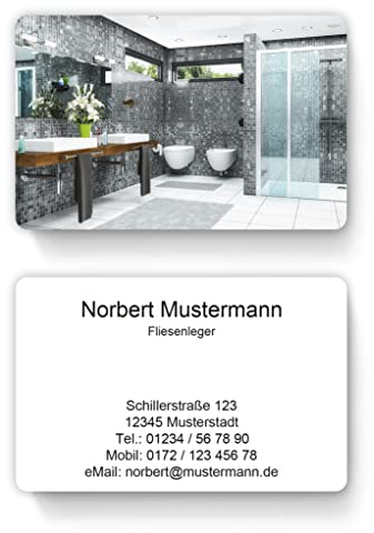 100 Fliesenleger Visitenkarten, laminiert, inkl. Kartenspender - Viele Motive verfügbar. Vorlage gleich hier personalisieren. (Design 193079721)