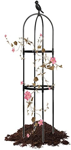Rankobelisk Für Kletterpflanzen, Blumenständer, Dekoratives Rankgestell Für Garten, Freistehend Rosenturm, Tomatenkäfig Für Den Garten Im Freien, 1St ( Color : White , Size : 37x135cm/14.5x53.1in )