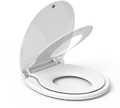 Flipped Warmth Klobrille Mit Kindersitz, Familien-Toilettensitz Für Kinder Und Erwachsene, WC-Sitz Mit Absenkautomatik Für Familie, Antibakterielle Klobrille in ovale Form,Elongated