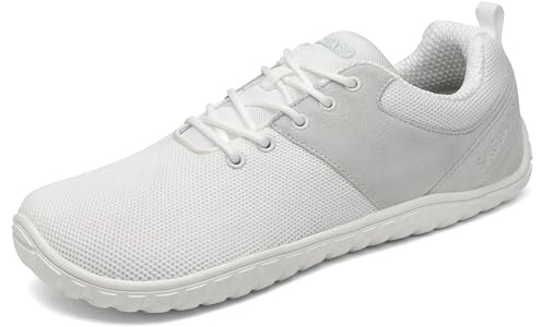 SAGUARO Barfußschuhe Wish Ⅰ- Barfußschuhe Herren Damen Knit Barfussschuhe Leicht Barfuss Schuhe Weit Zehenschuhe Minimalistische Hallenschuhe Outdoor Fitnessschuhe Freizeitschuhe Weiß, Gr.40