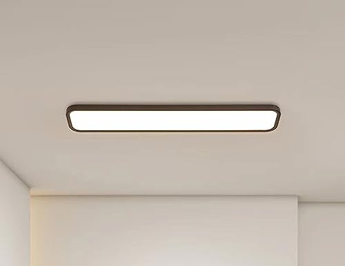 Moderne LED Wohnzimmer Deckenleuchte Dimmbar mit Fernbedienung Minimalistische Aluminium Spiegelleuchte deckenlampe Korridor Lange Lichtleiste Badlampe für Badzimmer Schlafzimmer (Black,100CM)