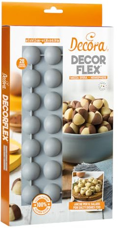 Decora 9260430 Stampo in Silicone Platinum flessibile, Made in Italy, di alta qualità, da 28 cavità, per una Mezza Sfera da Ø 30 X 15 H Mm, per preparazioni dolci e salate sia da forno che da frigo.