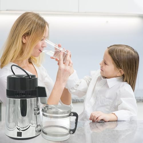 Countertop Distilled Water Machine 4L,CEIEVER Pure Water Distiller 220V 750W Electric Water Purifier for Home Water Distilling 1L/H Distilled Water Purifier Filter for Home Use