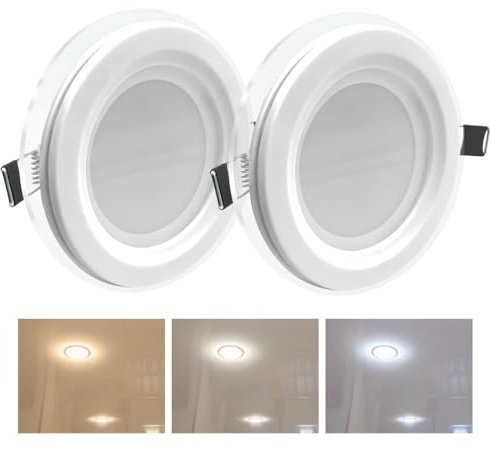 MAKA Faretto Led da Incasso Vetro Tondo Faro Cartongesso Luce Bianca Calda Naturale o Fredda Diametro Foro da 75 a 165 mm Ideale per Soffitto Plafoniera in Alluminio (2pcs 9 watt)